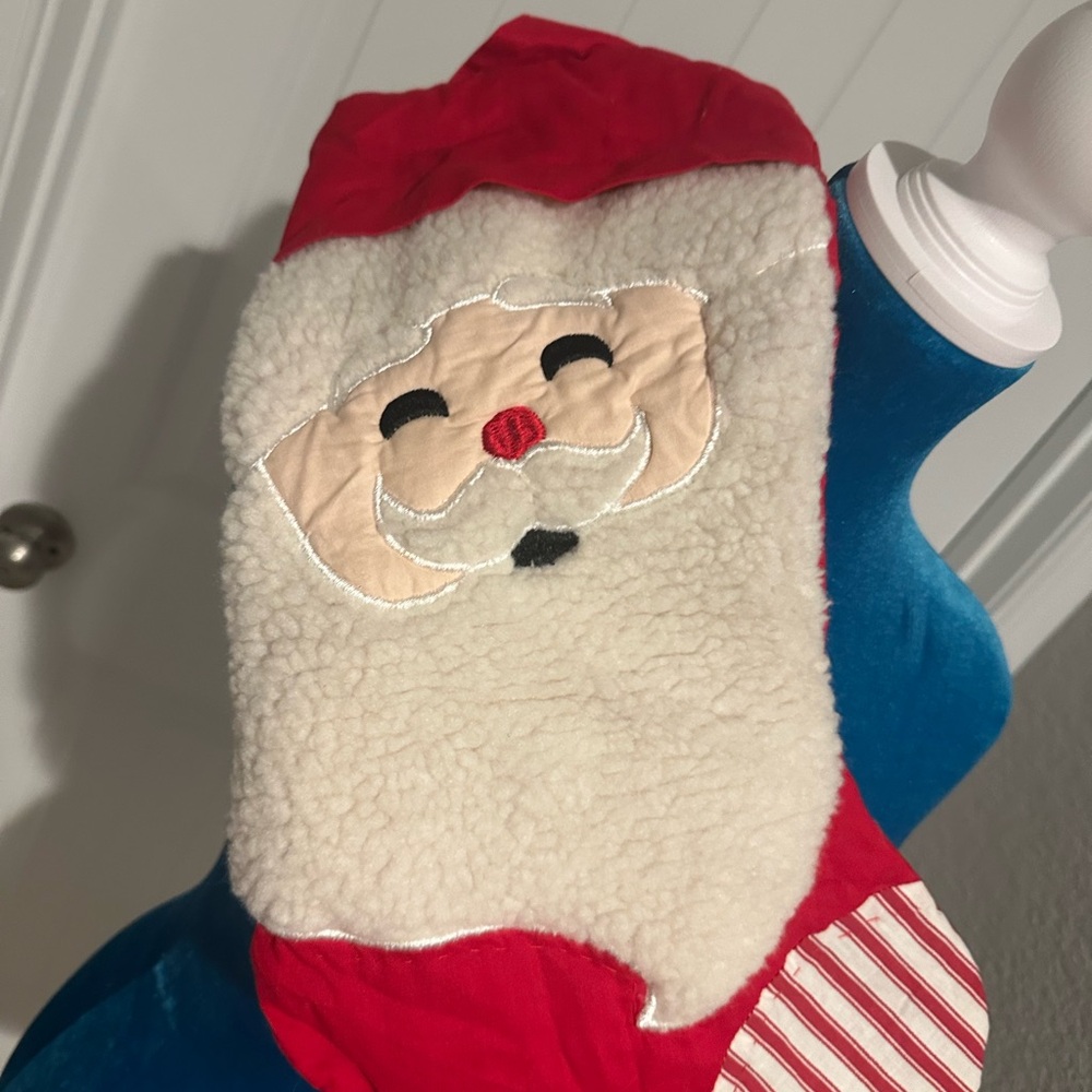 Sold: Vintage Style Santa Christmas Stocking – Plush Fleece Holiday Decor